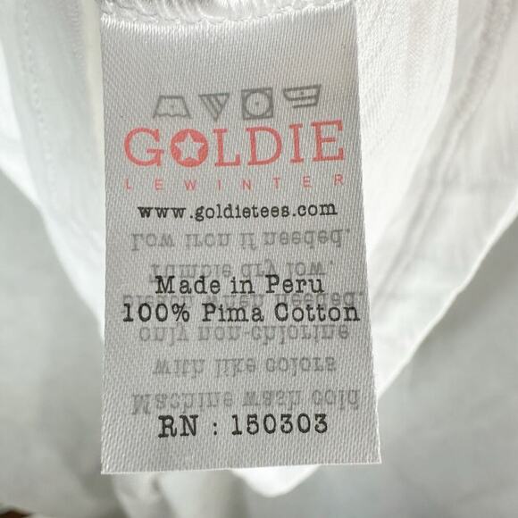 Goldie Celeste Ruffled Sleeve Pima Cotton Pullover Top White Large Lightweight - Picture 5 of 9